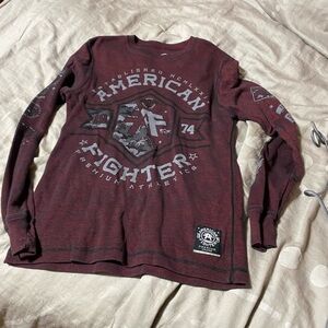 American Fighter Long Sleeve Tee - Dark Red